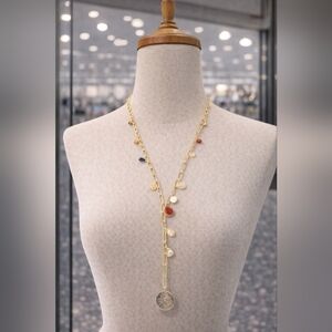 Gold chain coin charm necklace